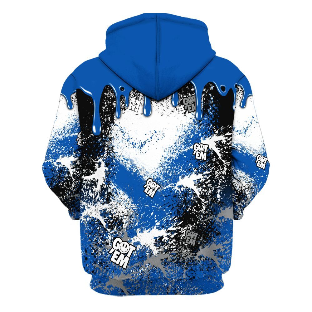 Hoodie To Match Racer Blue 5s - Dripping 23 Drip All Over Print