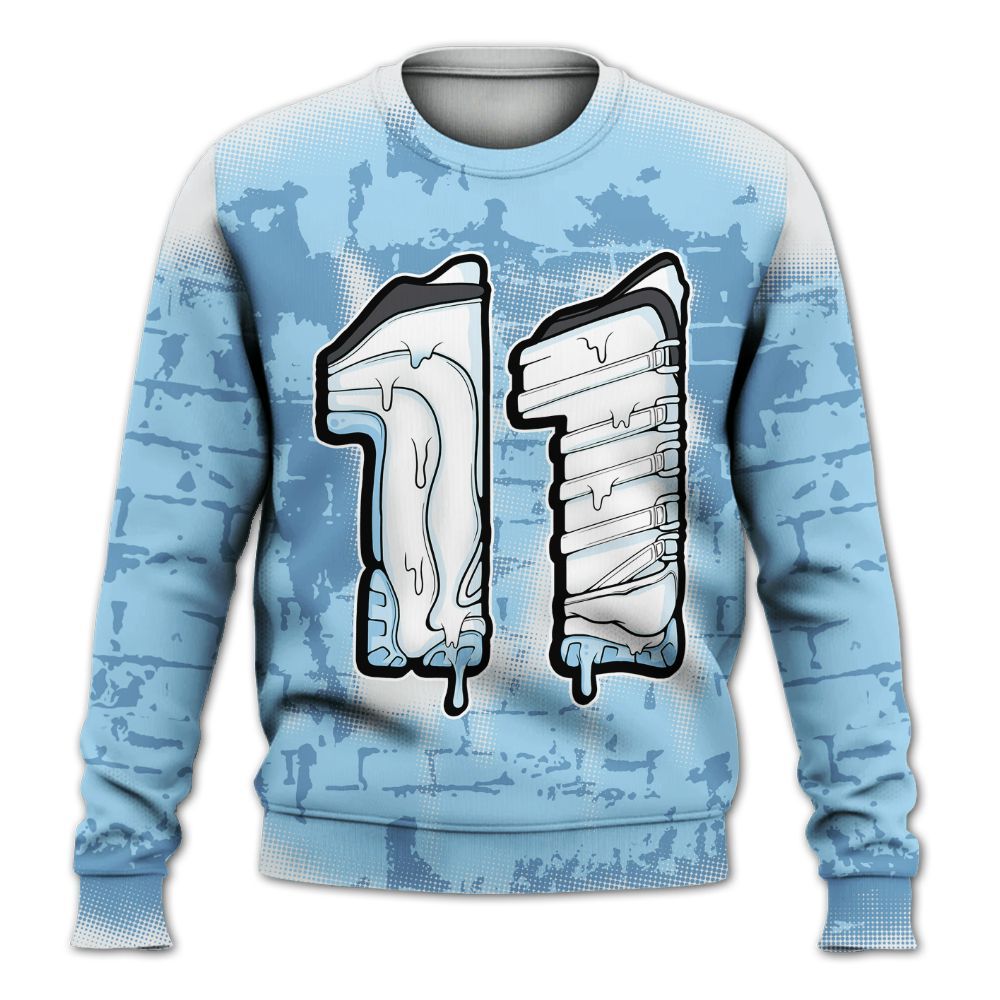 Sweatshirt To Match Legend Blue 11s - No.11 Drip Graphic  Custom Name All Over Print