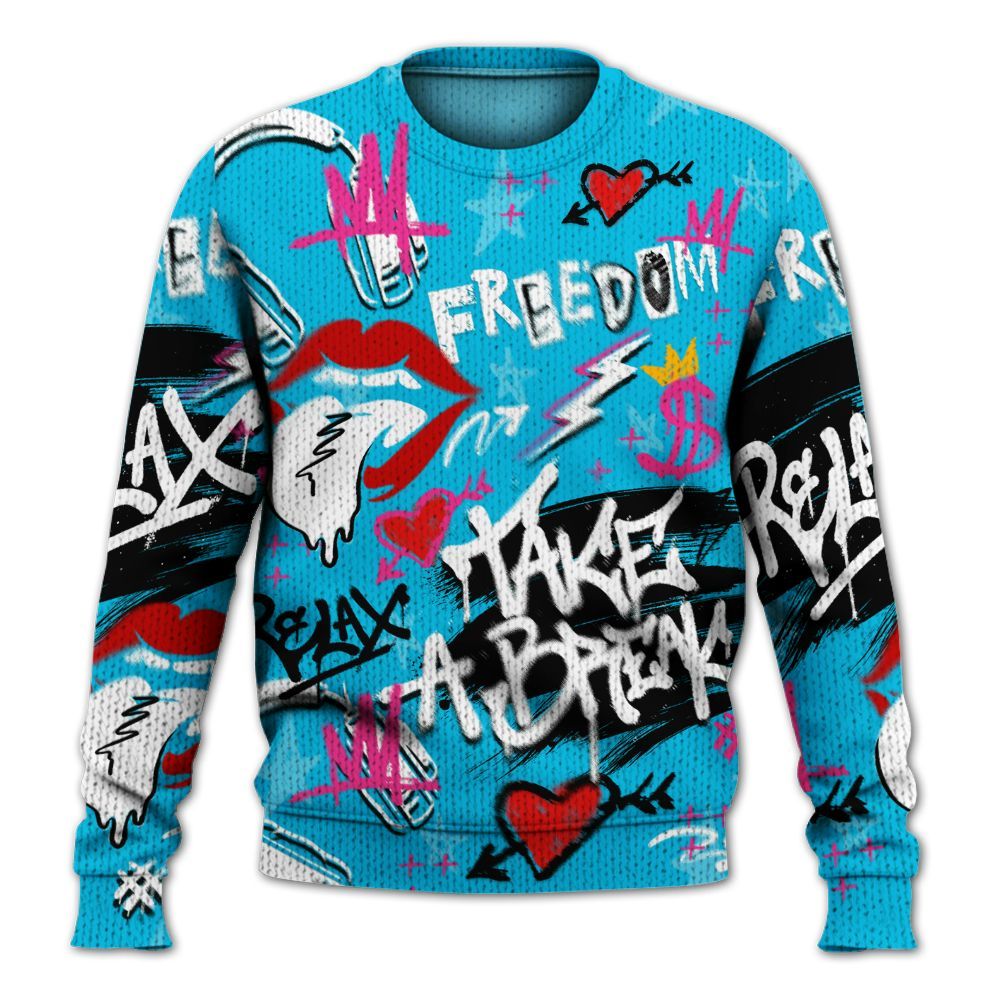 Knitted Sweater To Match Tokyo Nights Stewie 3s - Take Break Freedom Graffiti Streetwear