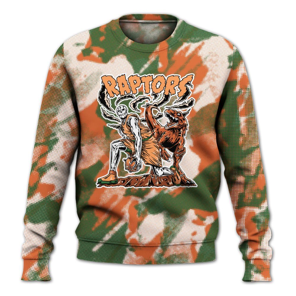 Sweatshirt To Match Low Miami 5s - Raptors Skeleton Abstract Halftone All Over Print