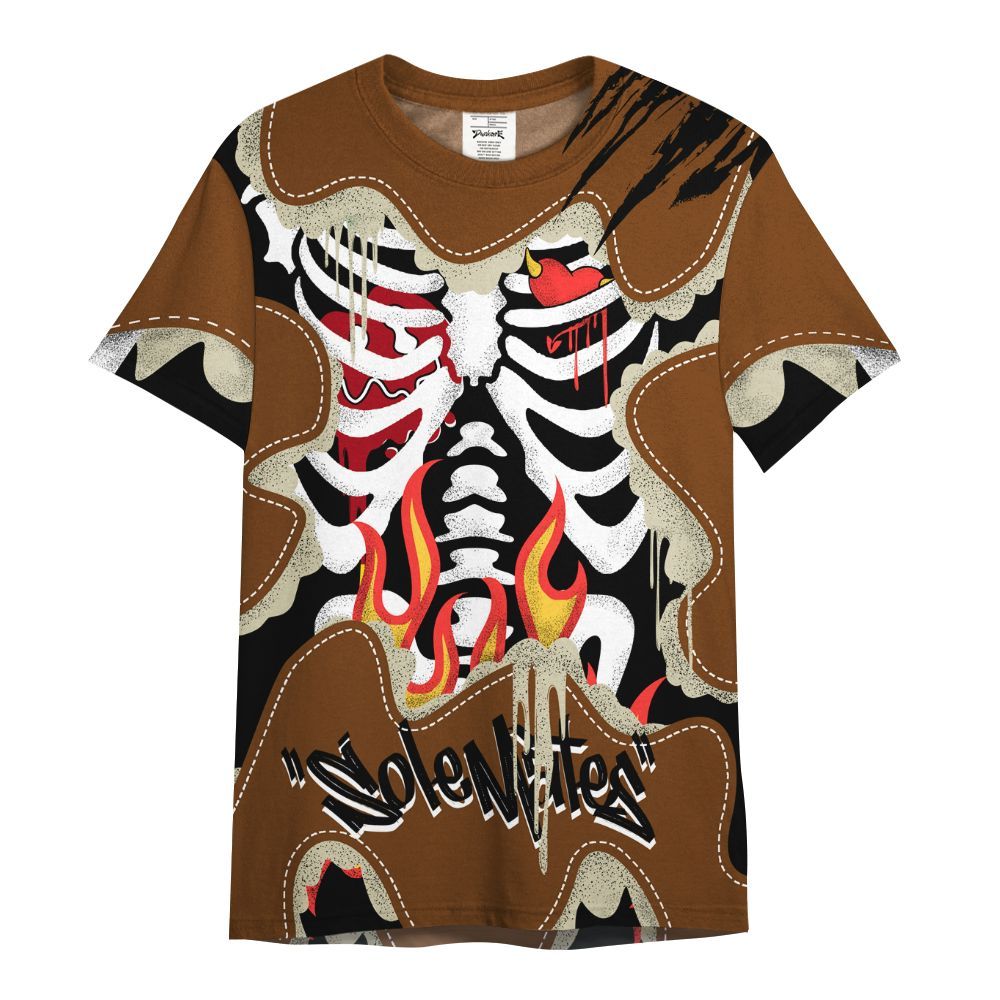Shirt To Match Archaeo Brown 5s - Skeleton Burning Heart Drip All Over Print