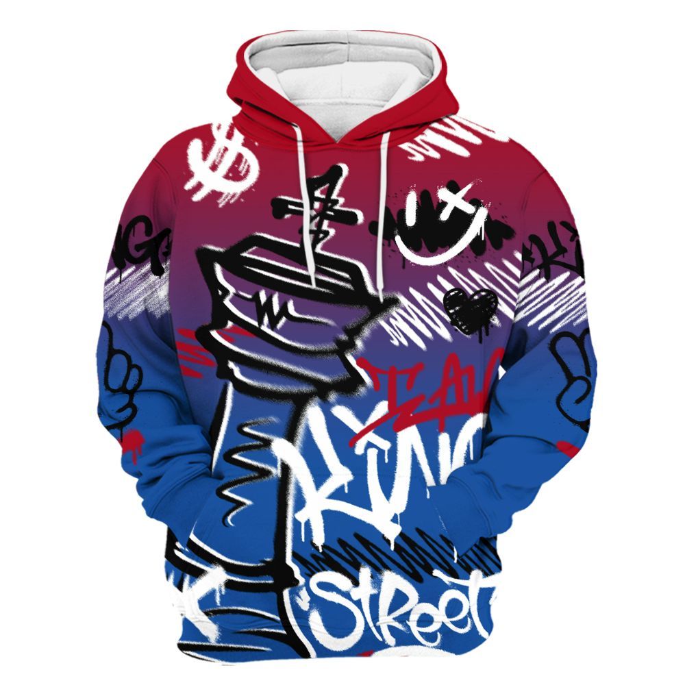 Hoodie To Match Air Griffey Max Black Red Navy Blue 1s - Street King Chess Streetwear All Over Print