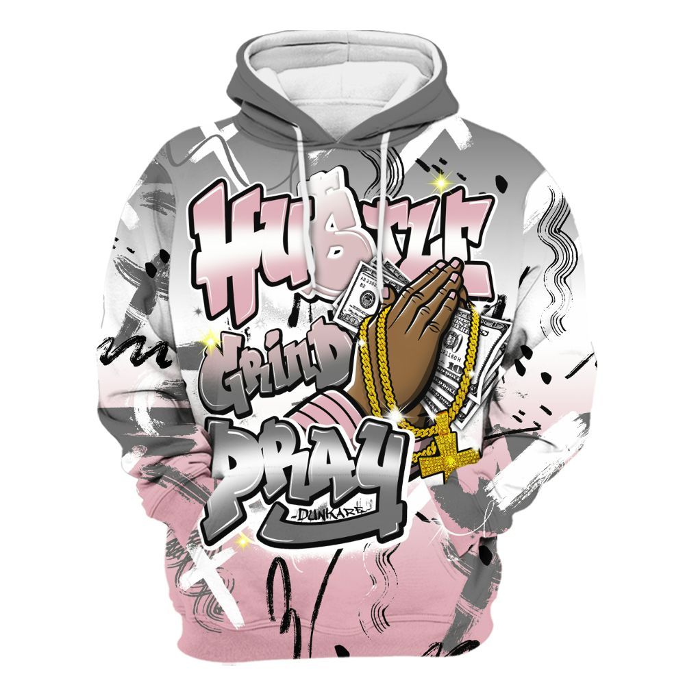 Hoodie To Match Air Max DN Pink Foam - Money Hustle Grind Pray All Over Print