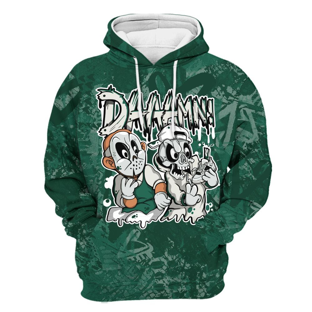 Hoodie To Match Oxidized Green 4s - Damn Shoe Graphic Heart Grunge All Over Print