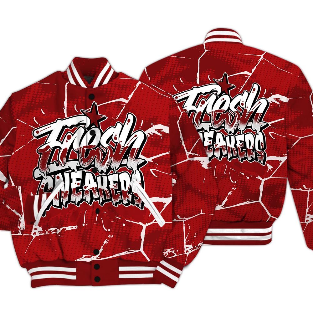 Varsity Jacket To Match Red Taxi 12s - Fresh Shoe White Graphic Crack Varsity Jacket Unisex