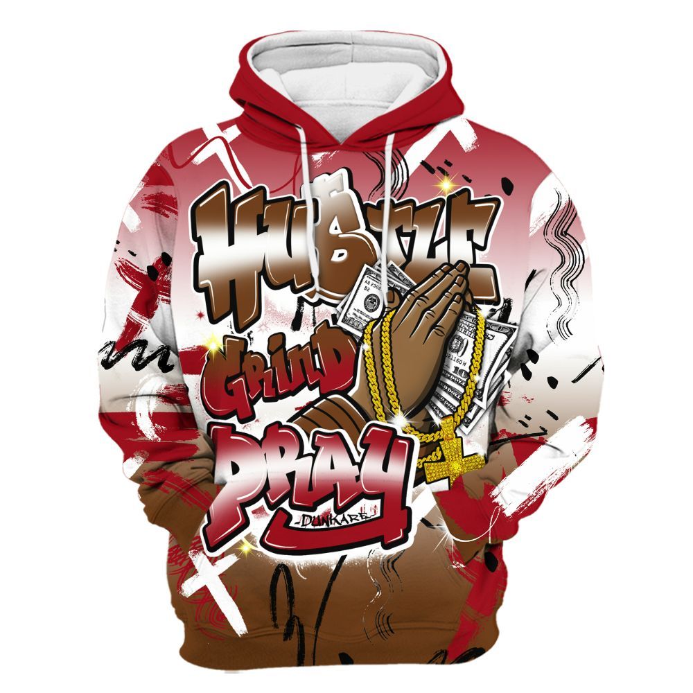 Hoodie To Match Archaeo Brown 5s - Money Hustle Grind Pray All Over Print