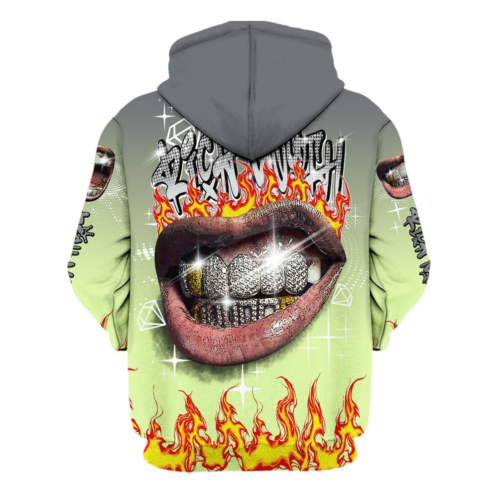 Hoodie To Match Smoke Grey Volt TR 1s - Rich Mouth Fire Rap Retro 90s All Over Print