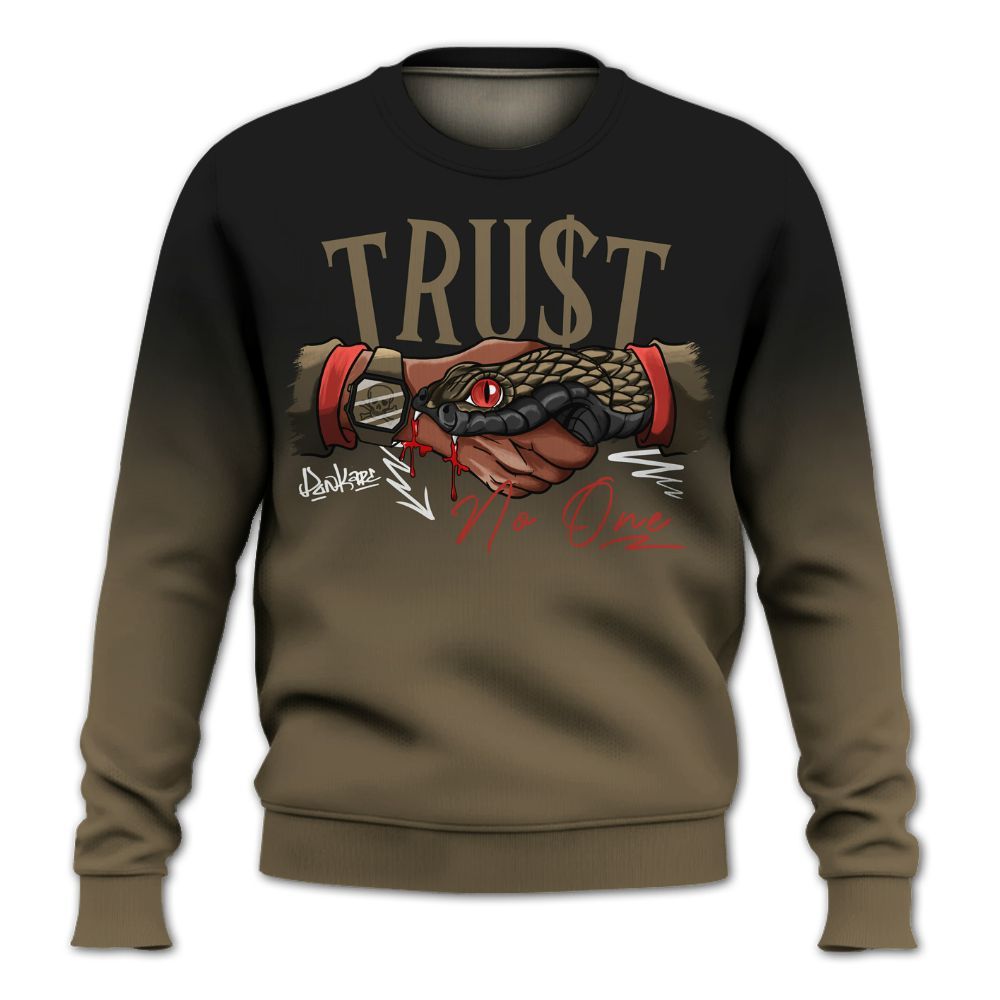 Sweatshirt To Match Olive 9s - Snake Trust No One Drip All Over Print