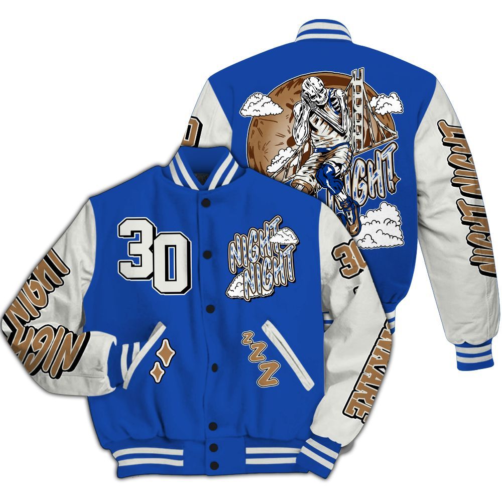 Varsity Jacket To Match Dunk High Racer Blue - Seeya Skeleton All Over Print