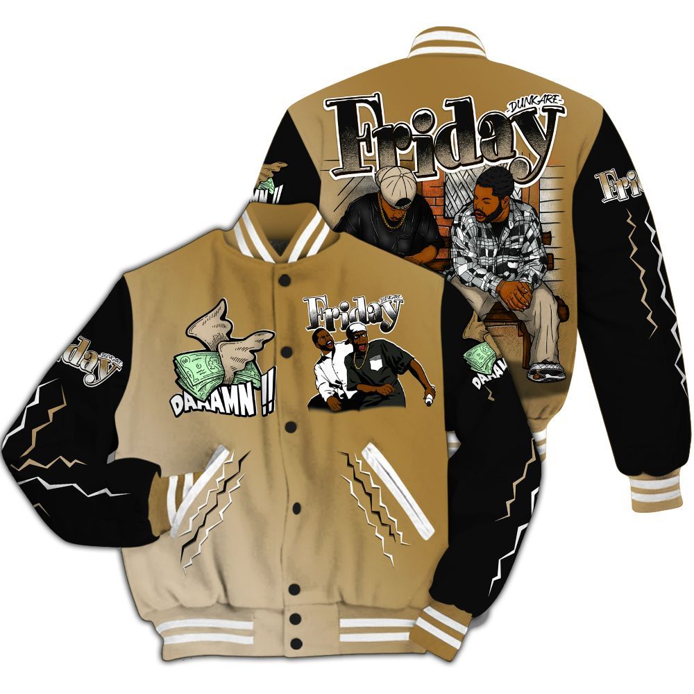Varsity Jacket To Match Max 96 Low Black White Gold - Friday Movie 90s TV All Over Print