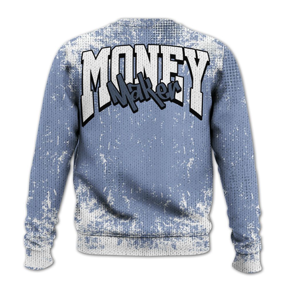 Knitted Sweater To Match Retro Blue Grey 13s - Move In Silence Money Street Retro