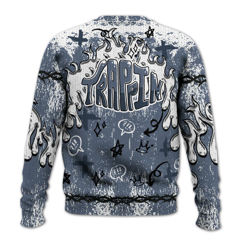 Knitted Sweater To Match Low Diffused Blue 11s - Trappin' Unique Graphics