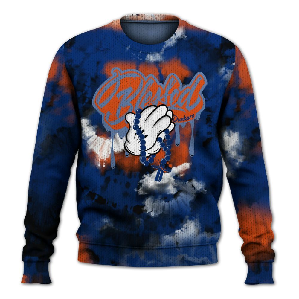 Knitted Sweater To Match Mid Knicks 1s - God Blessed Tie Dye