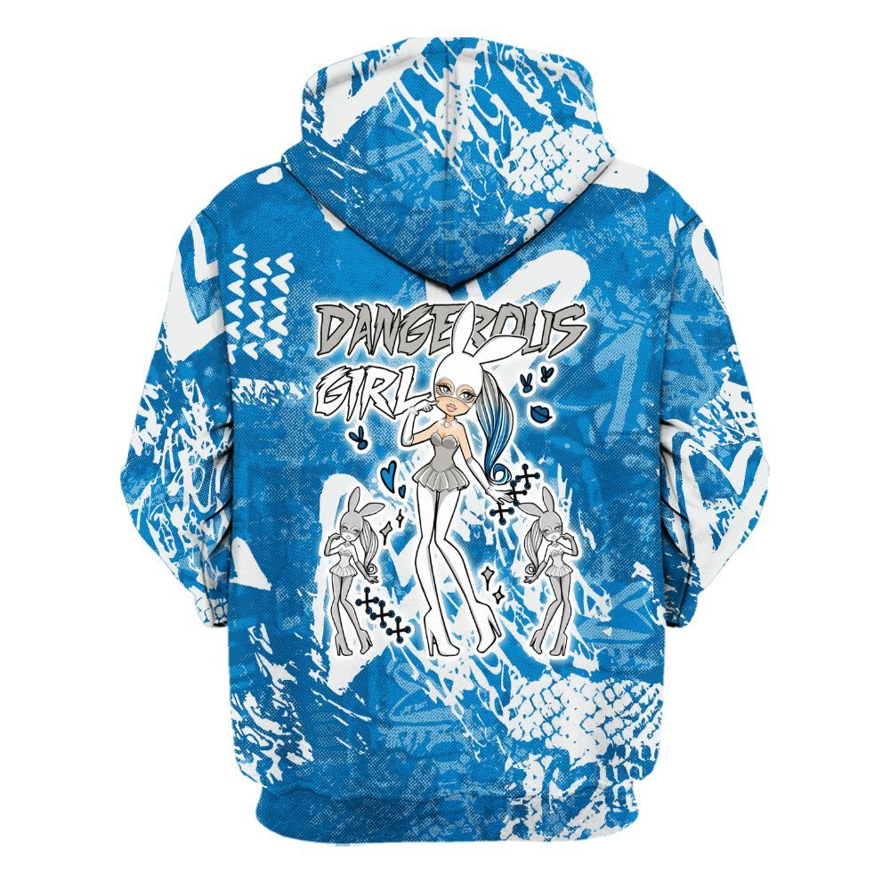 Hoodie To Match Military Blue 4s - Dangerous.Girl Heart Grunge All Over Print