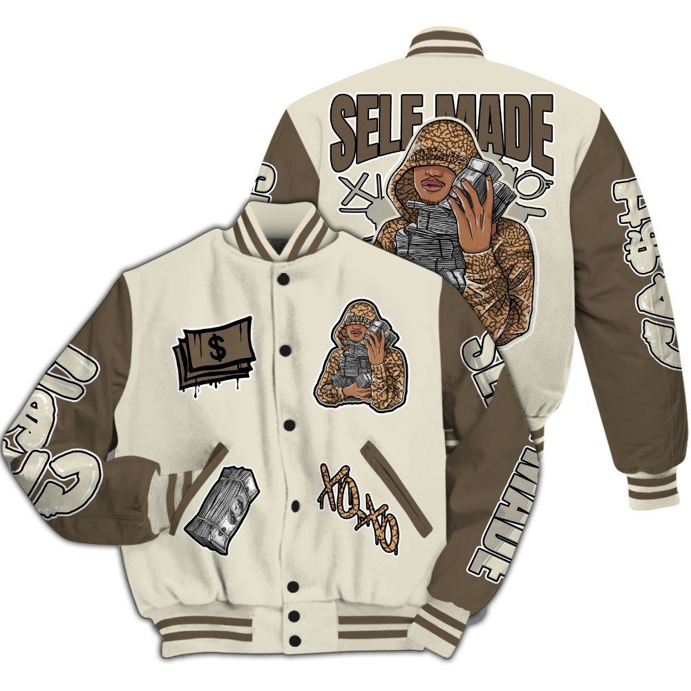 Varsity Jacket To Match Orewood Brown 3s - Selfmade Unique All Over Print
