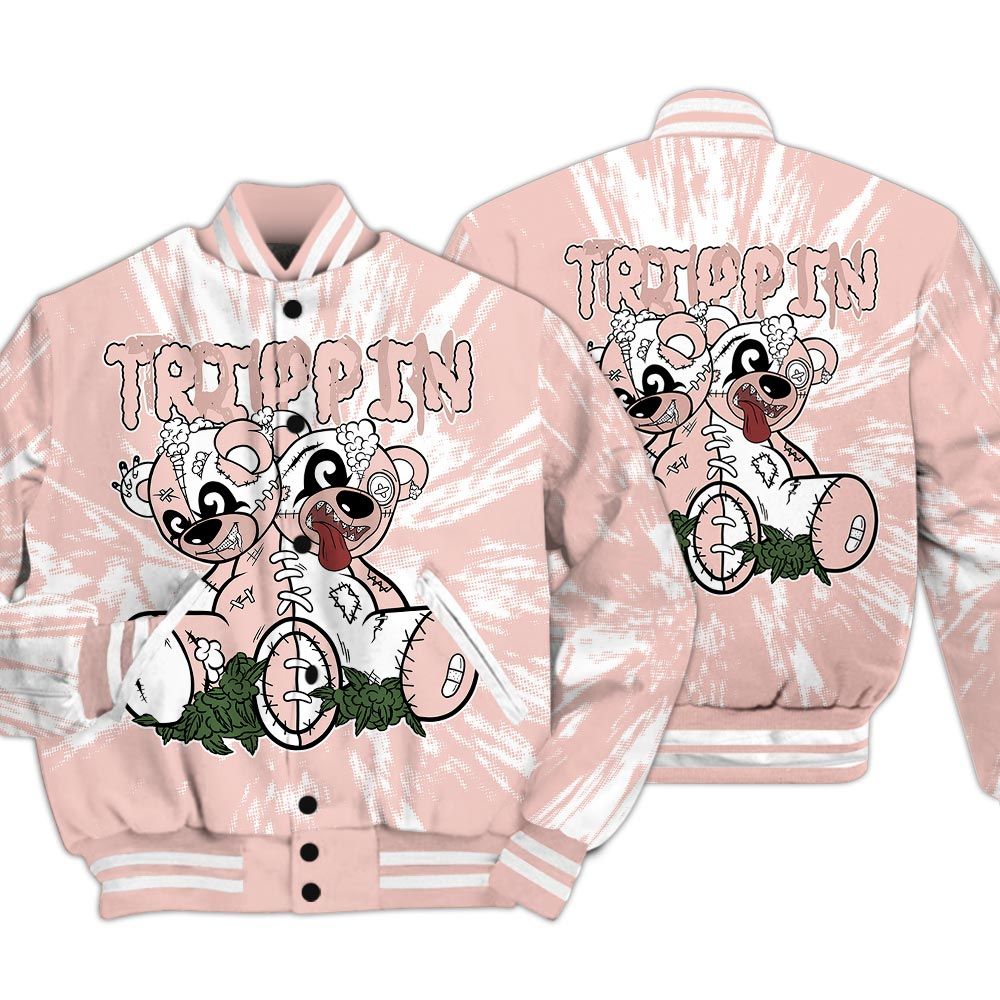 Varsity Jacket To Match Low Legend Pink 11s - Trippin Bear Luxury Varsity Jacket Unisex
