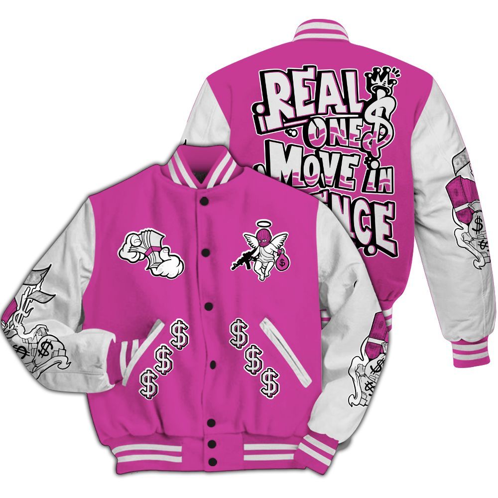 Varsity Jacket To Match Dunk Low Active Fuchsia - Ones Move In Silence Graphic All Over Print