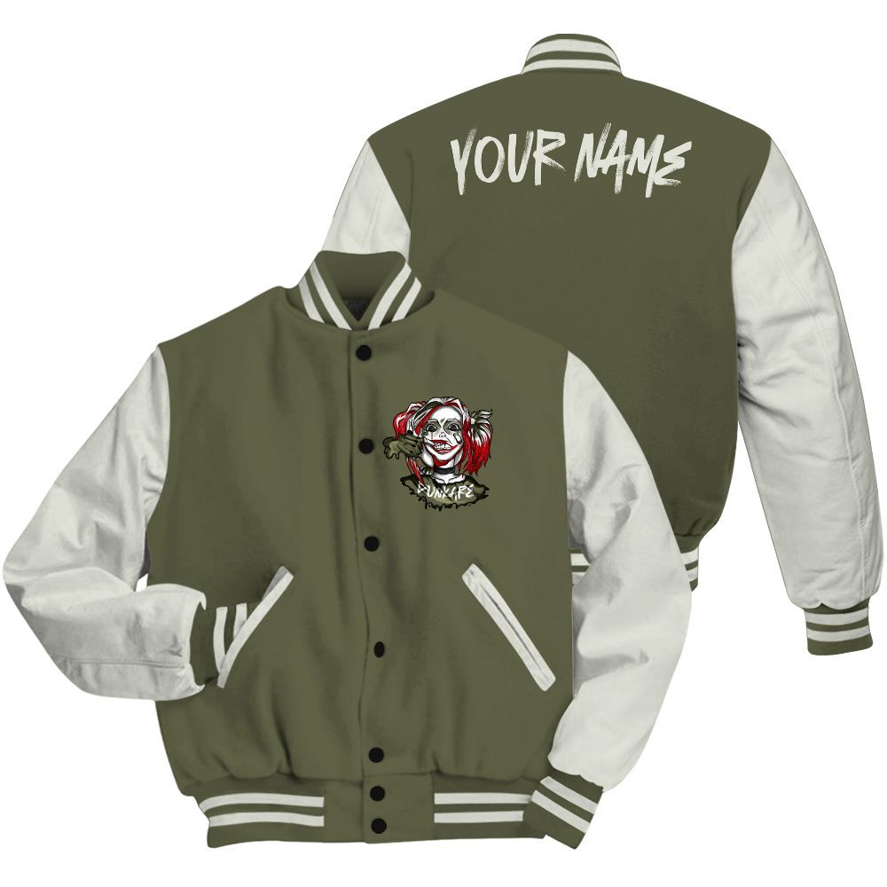 Varsity Jacket To Match Low OG Medium Olive 1s - Custom Name Bad Girl HAHA All Over Print
