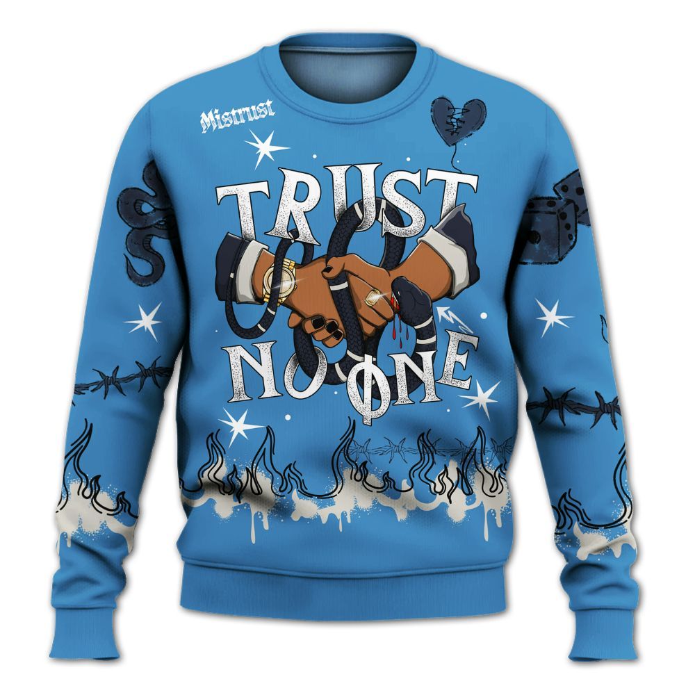 Sweatshirt To Match Low OG Obsidian 1s - Trust No One Snake-Bite Doodle Crayon All Over Print