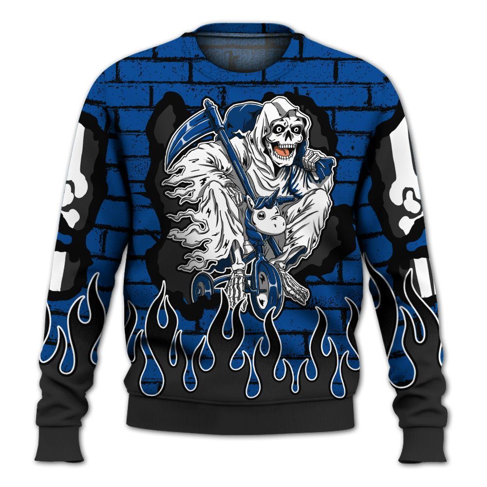 Sweatshirt To Match Low 85 Royal 1s - Self Make Skeleton Crashed All Over Print
