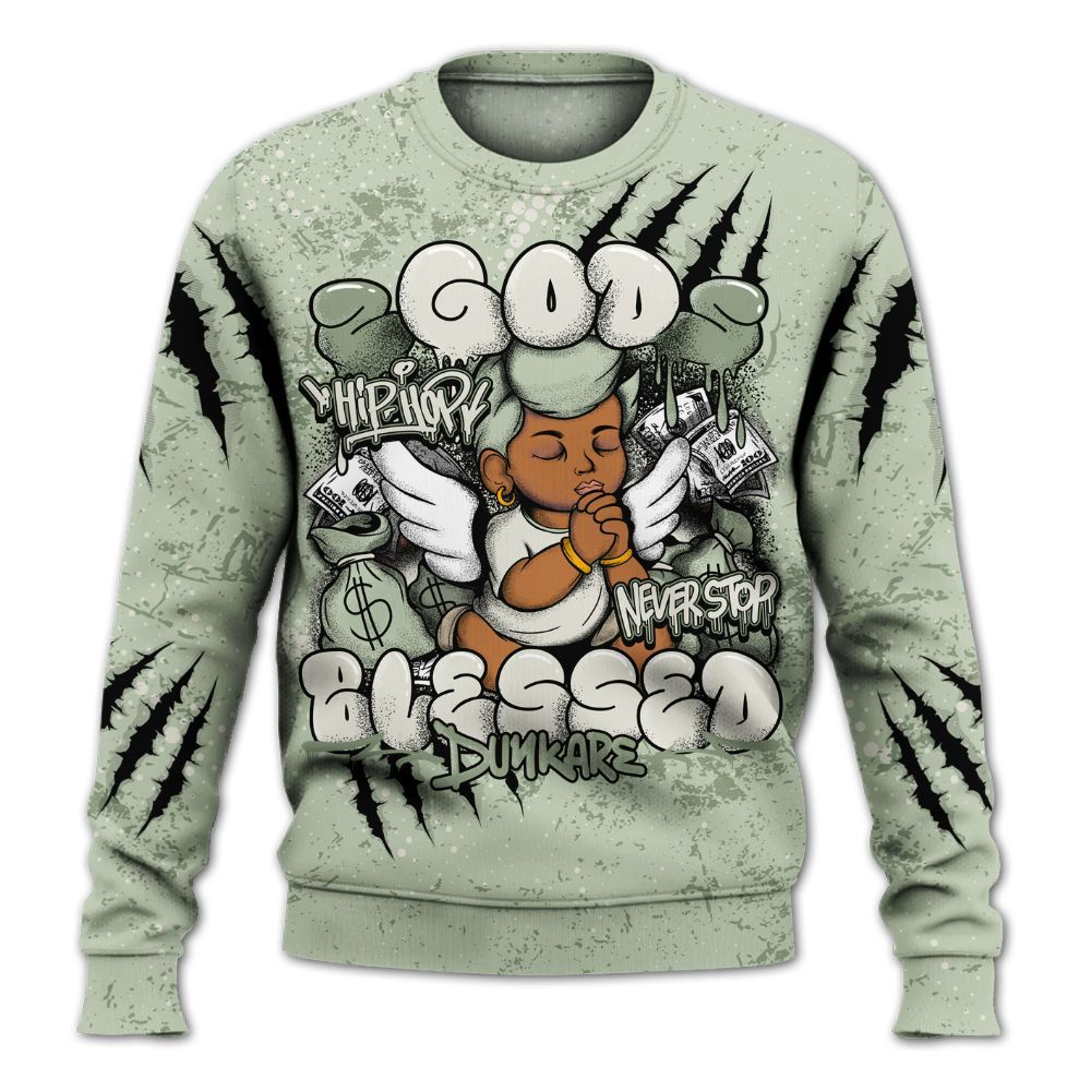Sweatshirt To Match Seafoam Sail 4s - God Blessed All Over Print