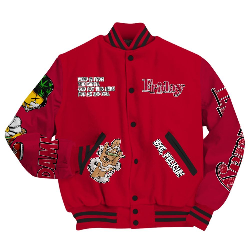 Varsity Jacket To Match Air Foamposite Pro Gym Red - Friday Sneaker Stress Style All Over Print