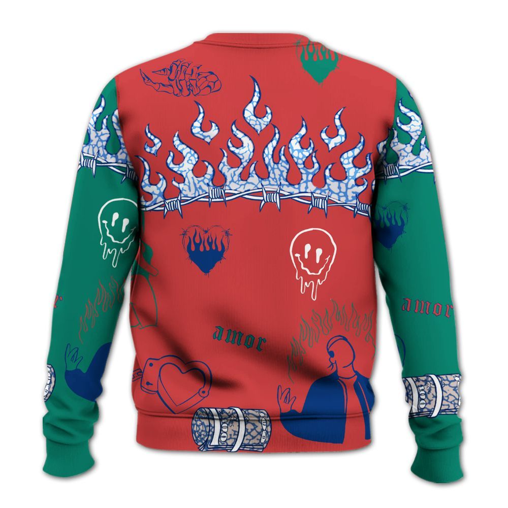 Sweatshirt To Match Retro Chalk & Track Red 3s - Snake Trust No One All Over Print