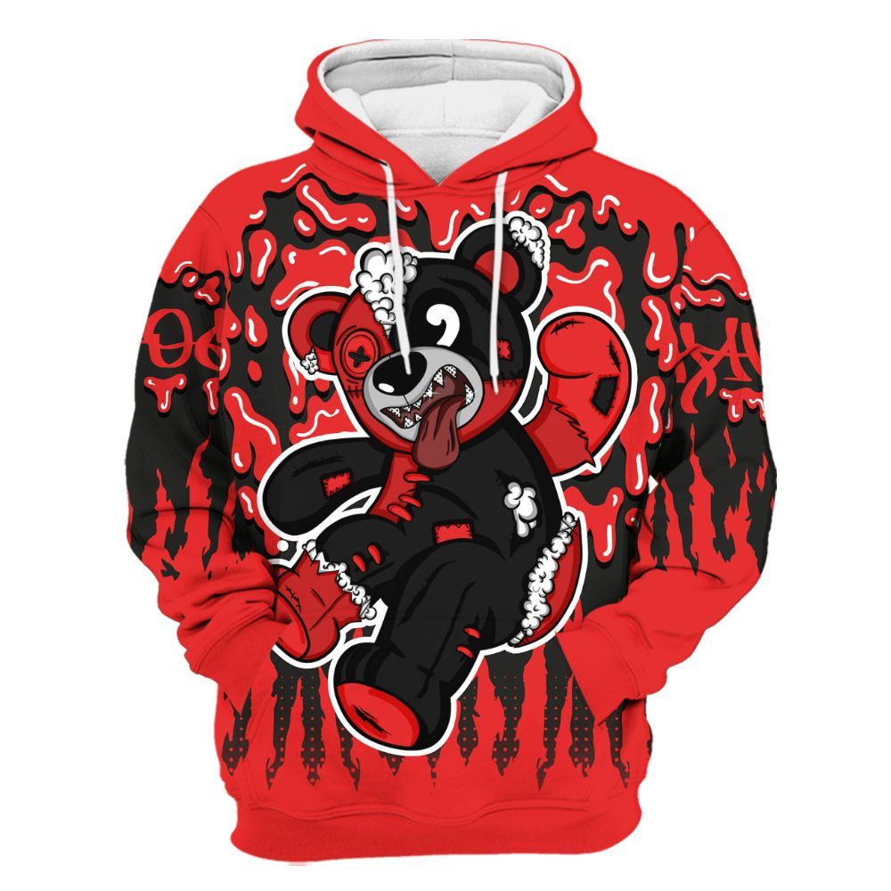 Hoodie To Match Red Thunder 4s - Havok Bear Dripping All Over Print