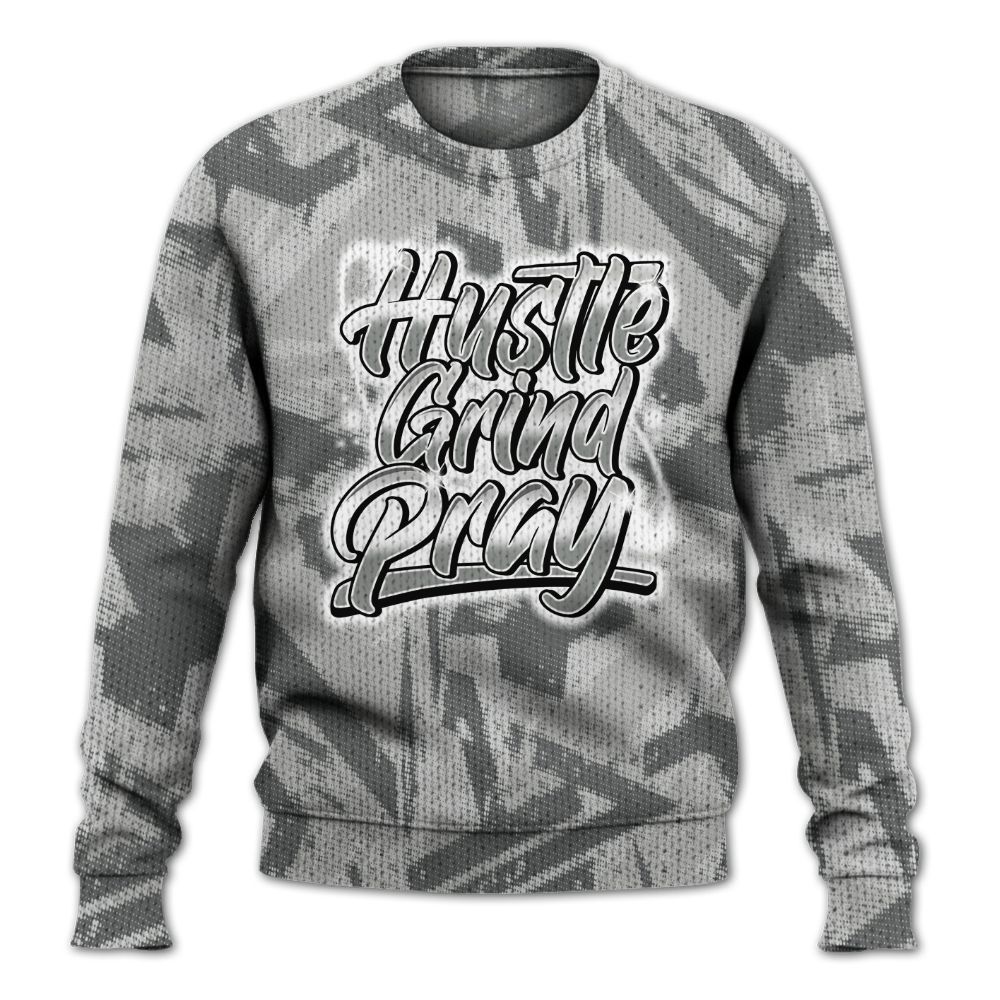 Knitted Sweater To Match Retro Wet Cement 4s - Hustles And Prayer Graphic Halftone