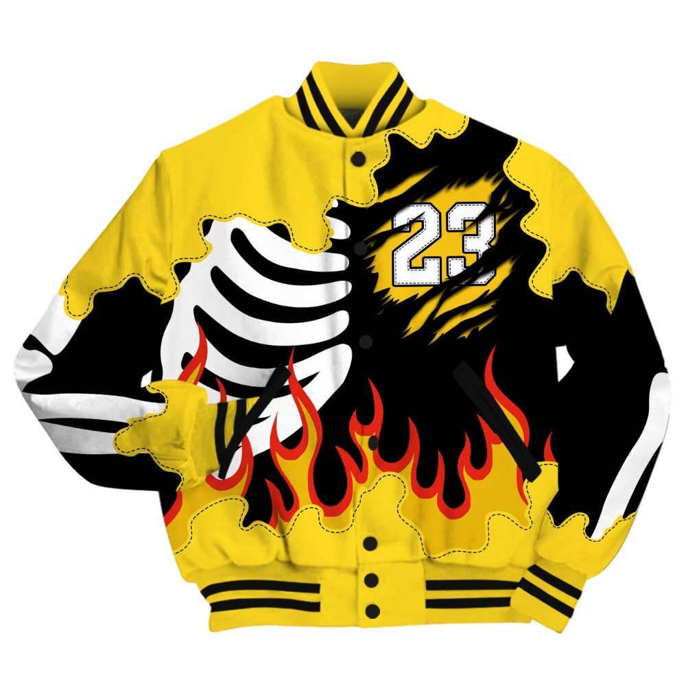 Varsity Jacket To Match Retro Thunder 4s - Burning Skeleton 23 G.O.A.T All Over Print