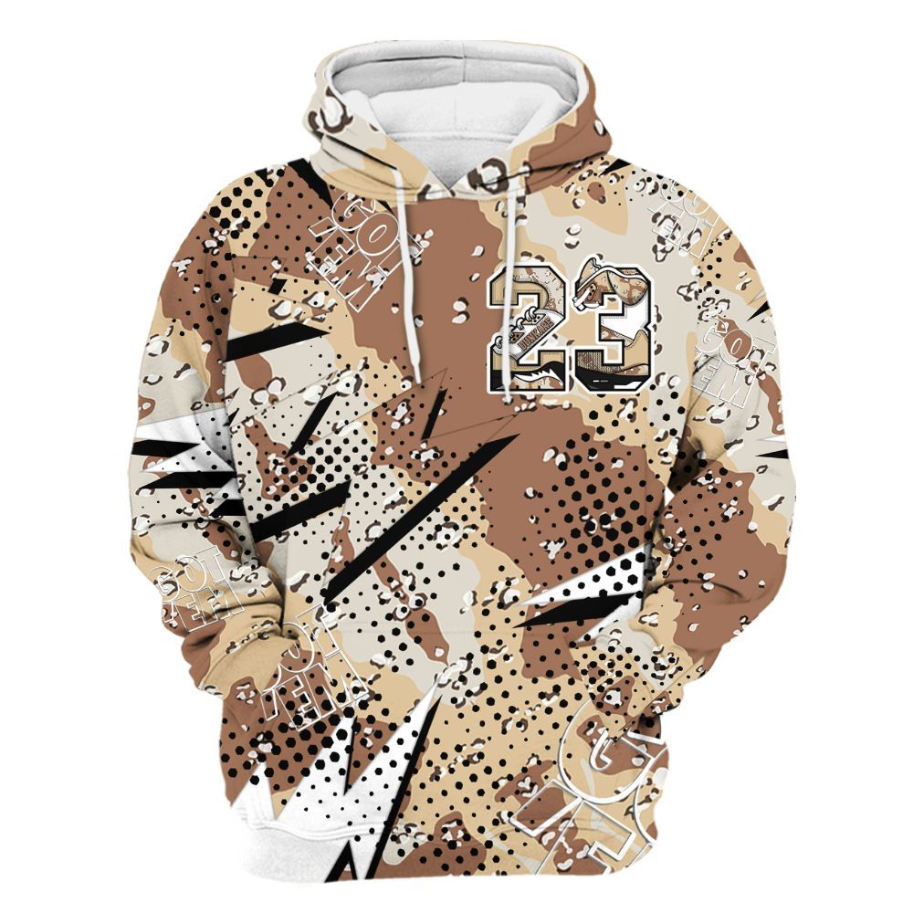 Hoodie To Match Desert Camo 3s - Custom Name Number 23 5s All Over Print