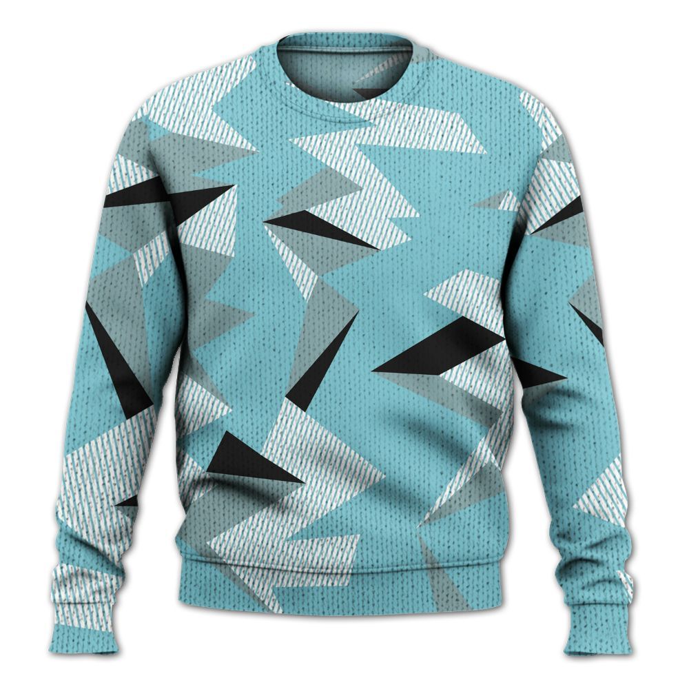 Knitted Sweater To Match Low Legend Blue 11s - Geometric Camouflage Pattern
