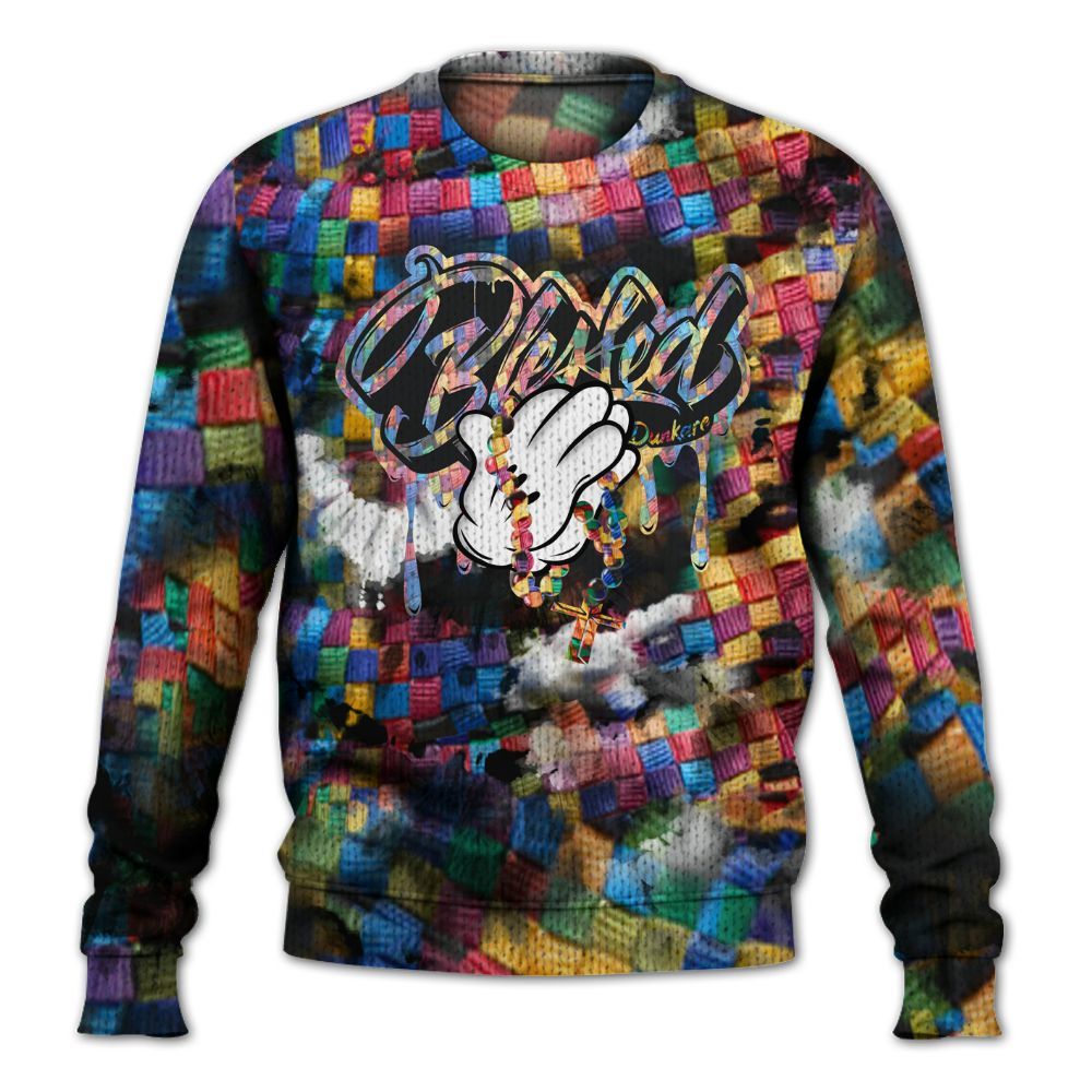 Knitted Sweater To Match Air Rainbow Weave - God Blessed Tie Dye