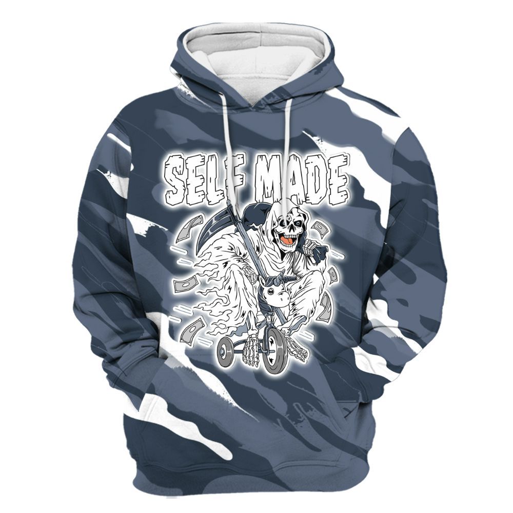 Hoodie To Match Low Diffused Blue 11s - Self Make Skeleton Colored All Over Print