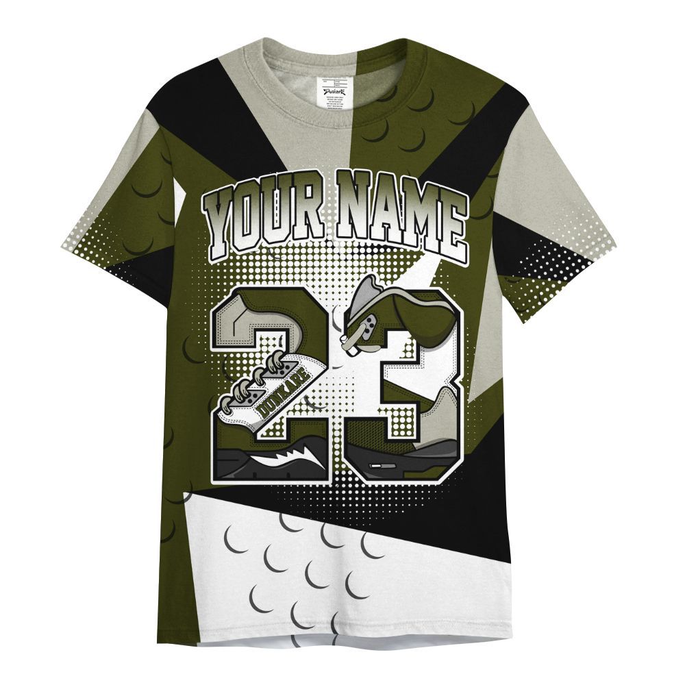Shirt To Match Dunk Low Pale Ivory Cargo Khaki - Poly Custom Name Number 23 5s All Over Print