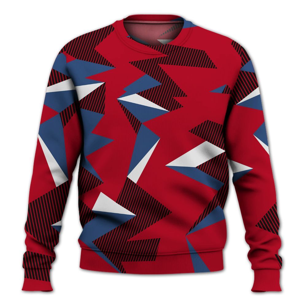 Sweatshirt To Match Air Griffey Max Black Red Navy Blue 1s - Geometric Camouflage Pattern All Over Print