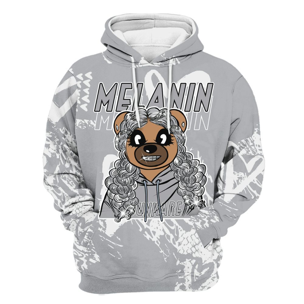 Hoodie To Match Low OG Wolf Grey 1s - Pigments Bear Heart Grunge All Over Print