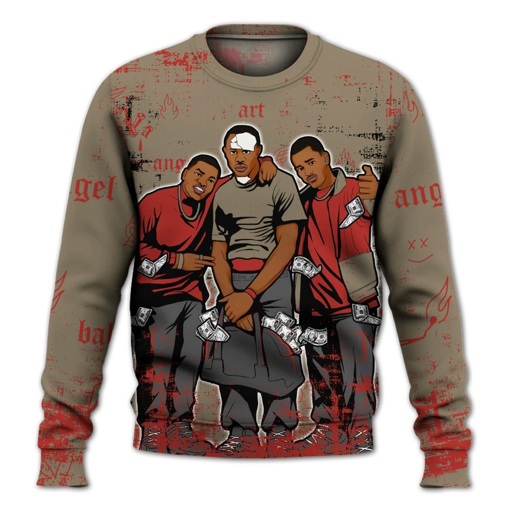 Sweatshirt To Match Olive 9s - Paid In Full Money All Over Print