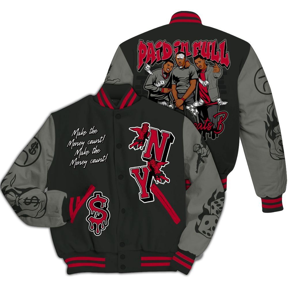 Varsity Jacket To Match Shadow 2025 10s - Paid In Full Money Graphic Varsity Jacket All Over Print