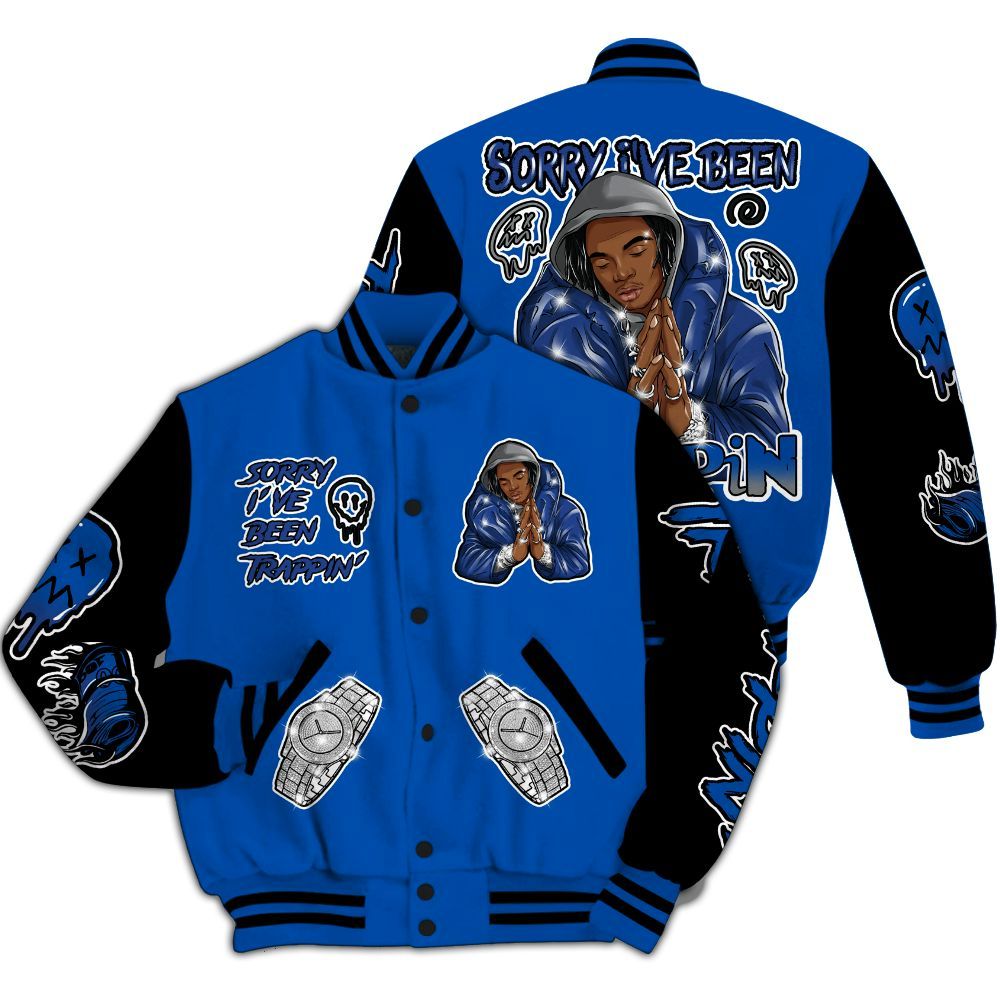 Varsity Jacket To Match Racer Blue 5s - Trappin' Unique All Over Print