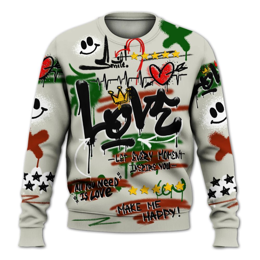 Sweatshirt To Match El Grito 5s - Happy Love Beats Graffiti Streetwear All Over Print