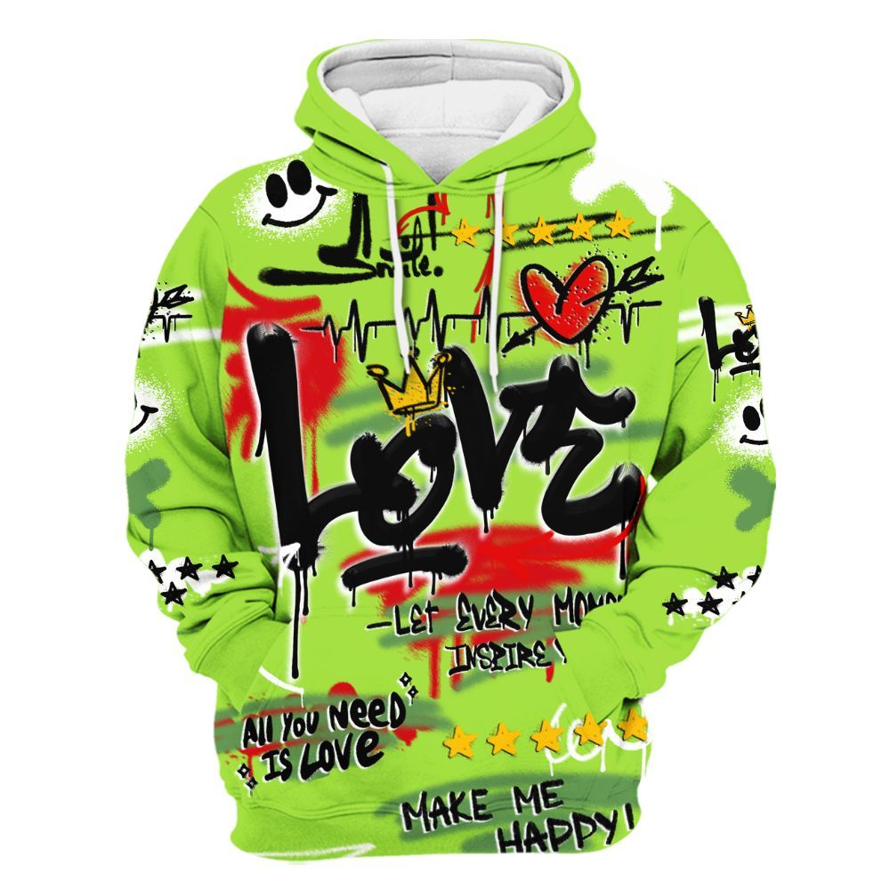 Hoodie To Match Kobe 6 SE Grinch - Happy Love Beats Graffiti Streetwear All Over Print