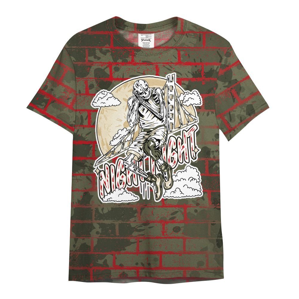 Shirt To Match Travis Scott Low OG Medium Olive 1s - Seeya Skeleton Brick All Over Print