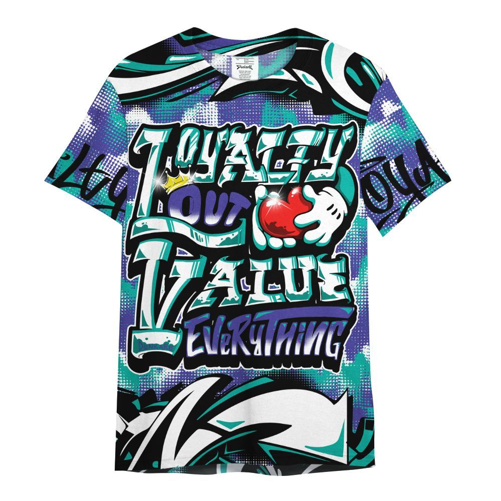 Shirt To Match Retro Grape 5s - Loyalty Out Value Graffiti All Over Print