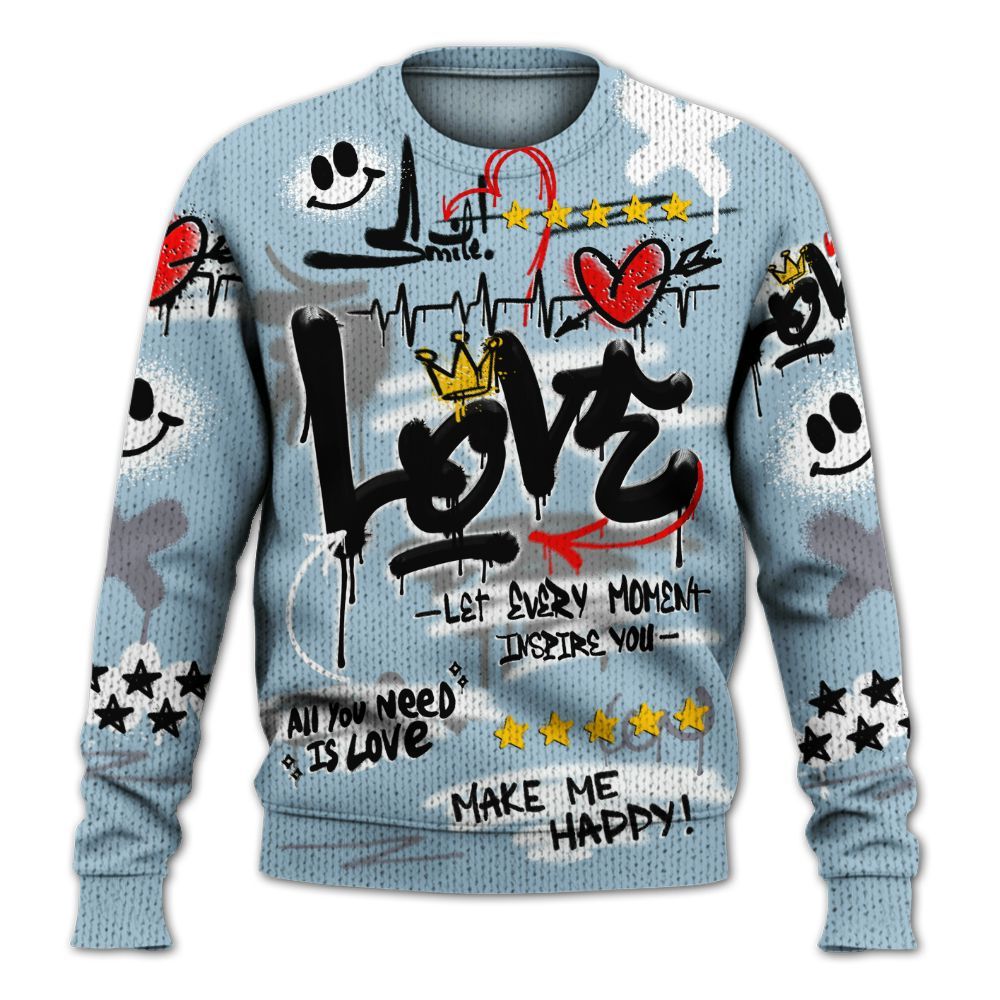 Knitted Sweater To Match Chambray 7s - Happy Love Beats Graffiti Streetwear