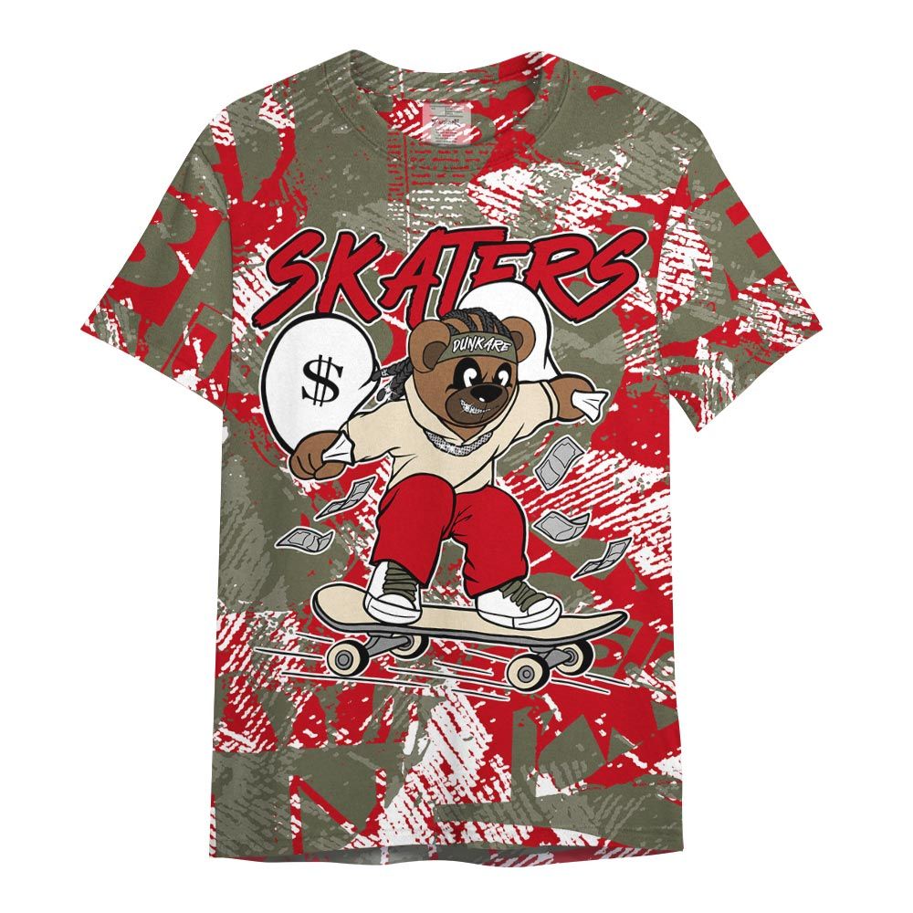 Shirt To Match Low OG Medium Olive 1s - Skaters Bear Abstract Graffiti Shirt Unisex