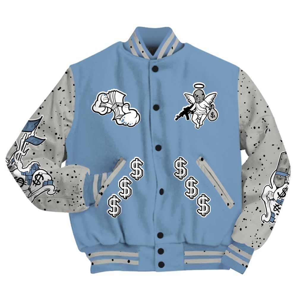 Varsity Jacket To Match University Blue 4s - Ones Move In Silence Graphic All Over Print