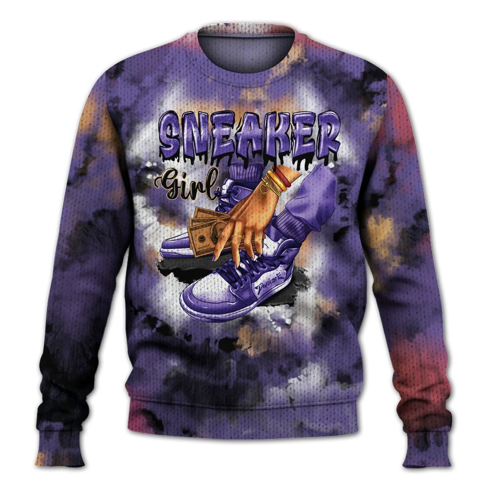 Knitted Sweater To Match Book Sunset 1s - SNEAKER Girl Money Drip Tie Dye