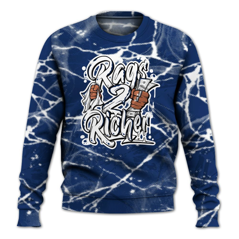 Sweatshirt To Match High OG Deep Royal Blue 1s - Rag 2 Rich Graphic All Over Print
