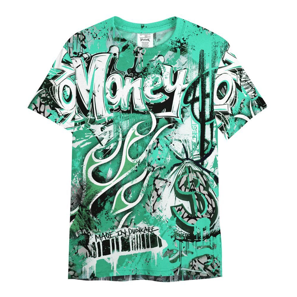 Shirt To Match Black Green Glow 3s - The Best Money Green Glow 3s All Over Print